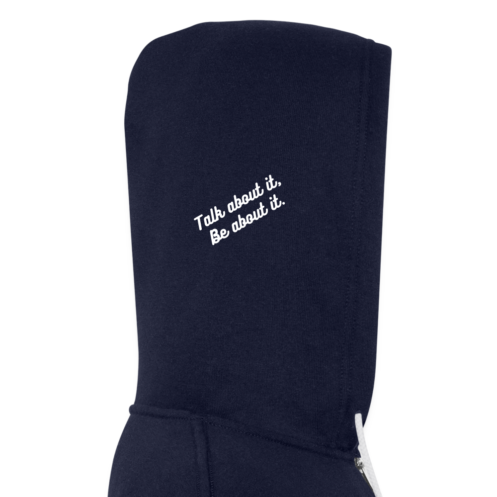 VYN “Early Riser (talk about it, be about it…)”  Full zip Unisex Hoodie - navy