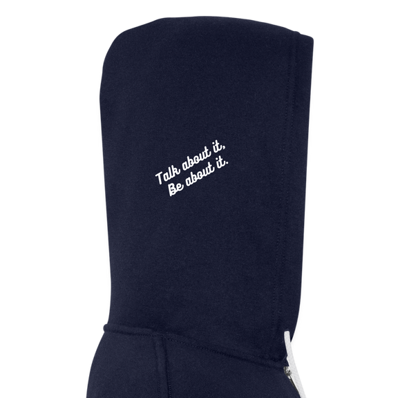 VYN “Early Riser (talk about it, be about it…)”  Full zip Unisex Hoodie - navy