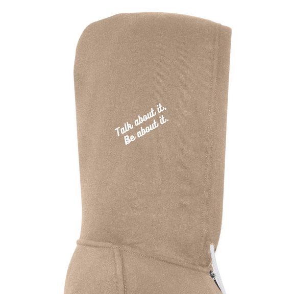 VYN “Early Riser (talk about it, be about it…)”  Full zip Unisex Hoodie - tan