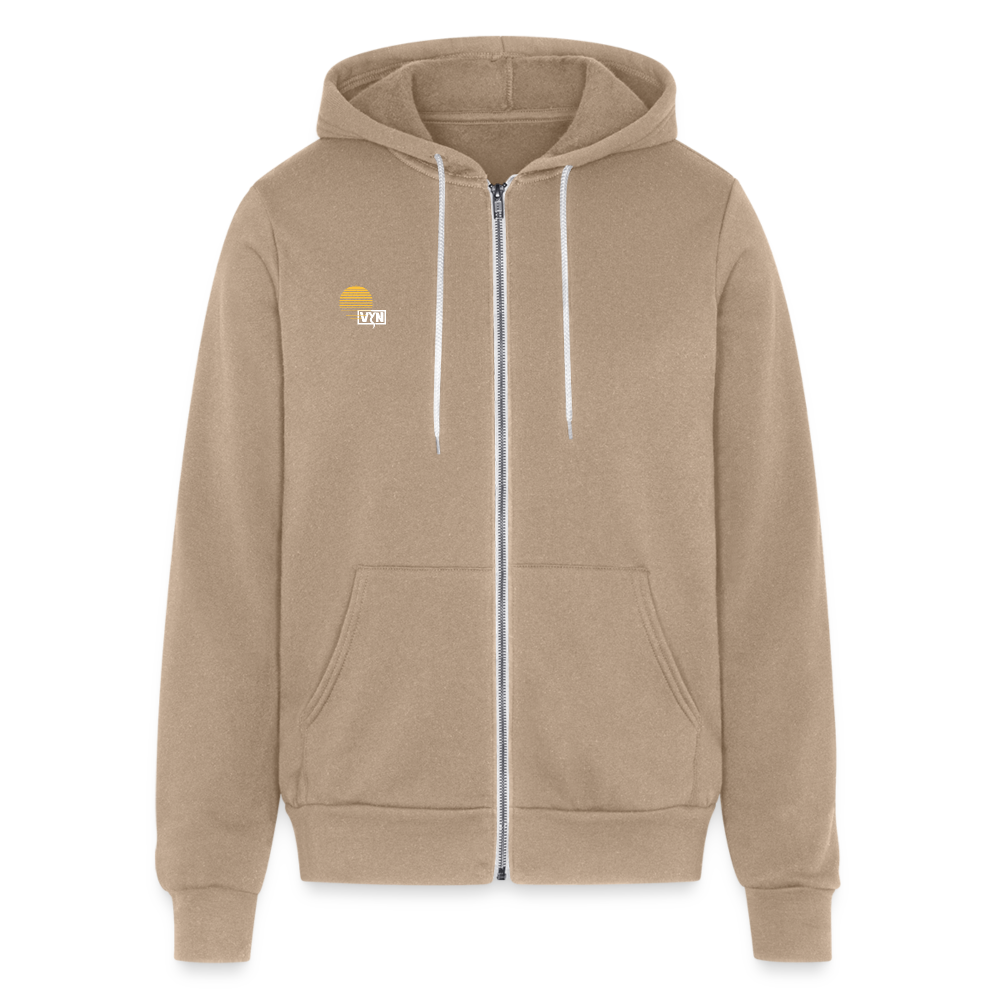 VYN “Early Riser (talk about it, be about it…)”  Full zip Unisex Hoodie - tan